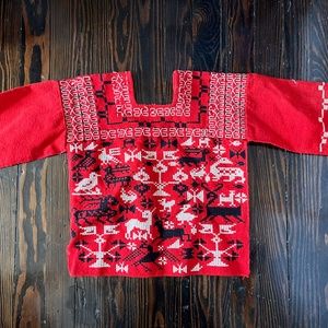 hand embroidered womens mexican folk tapestry sweater SM
